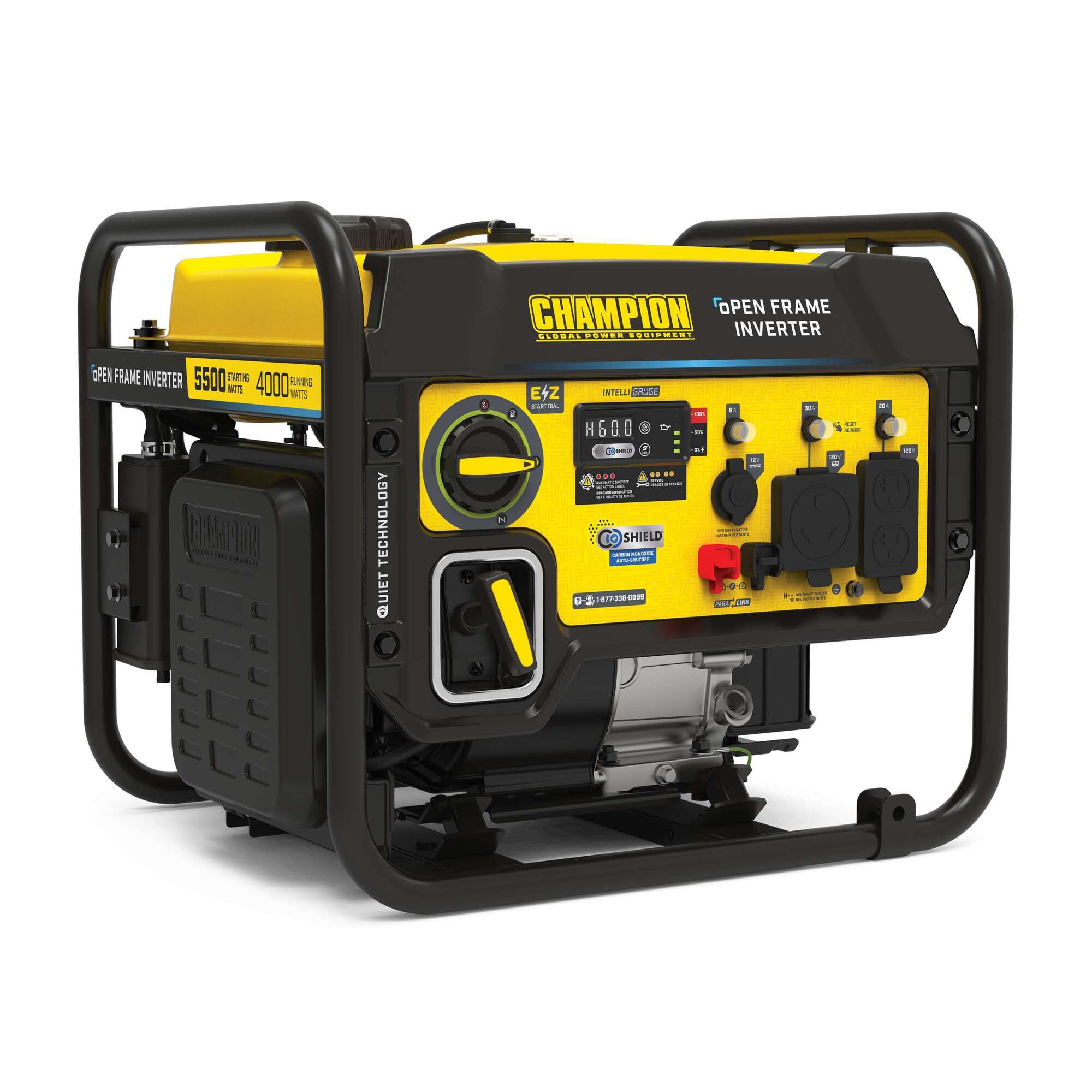 Champion Power Equipment 5500-Watt Portable Open Frame Inverter Generator — 4000 Running Watts, 70dB, CO Shield, Model# 201255